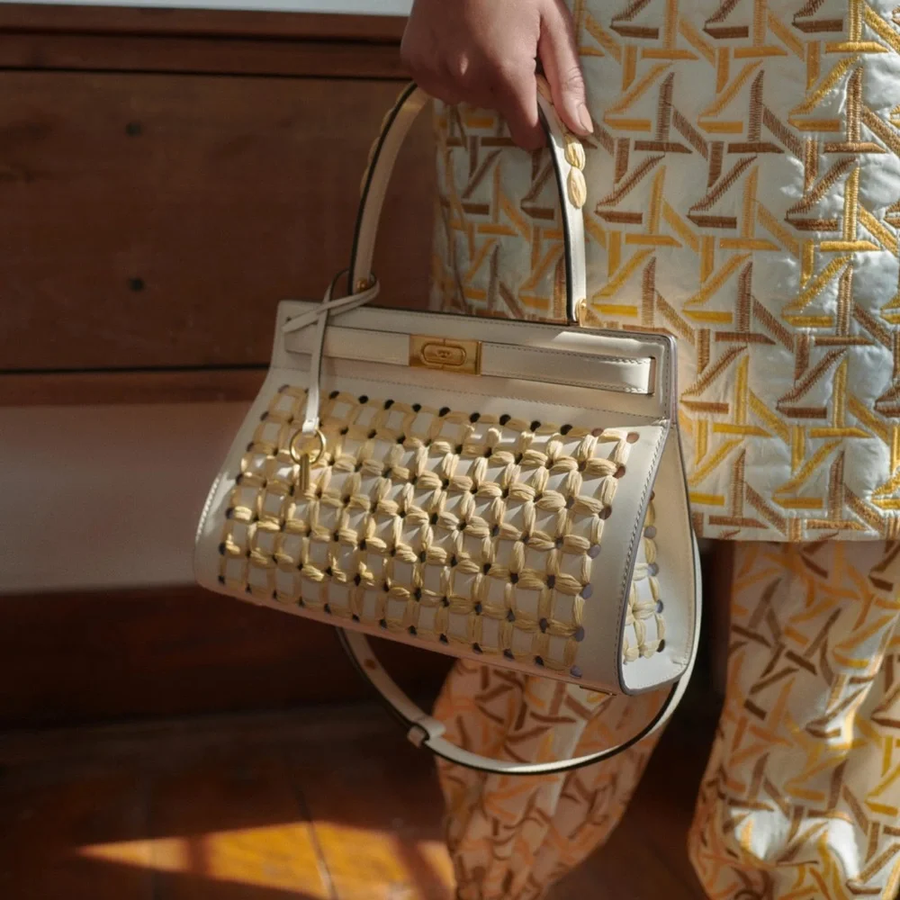 Tory Burch Elegant Cream Woven Handbag